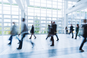 blurred people at Frankfurt trade fair