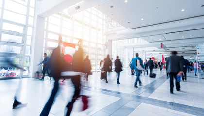 blurred people at Frankfurt trade fair