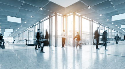 blurred people at Frankfurt trade fair