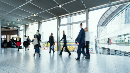 blurred people at Frankfurt trade fair