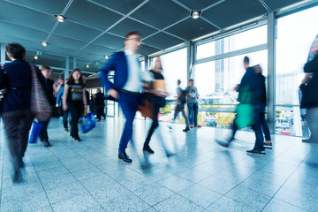 blurred people at Frankfurt trade fair