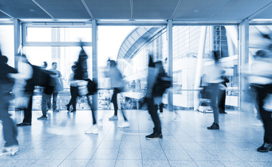 blurred people at Frankfurt trade fair