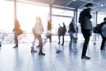 blurred people at Frankfurt trade fair