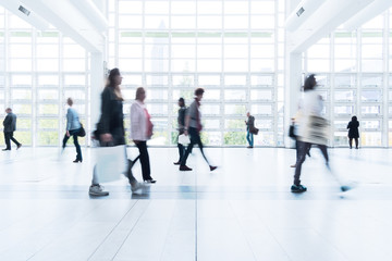 blurred people at Frankfurt trade fair