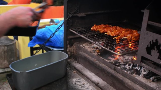 garden barbecue filling the oven