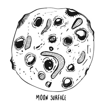 Fool Cartoon moon rough sketch. Astronomic icon handcrafted vector illustration.
