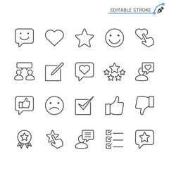 Feedback and review line icons. Editable stroke. Pixel perfect.