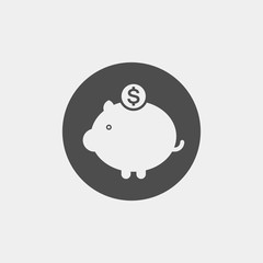Piggy bank flat vector icon