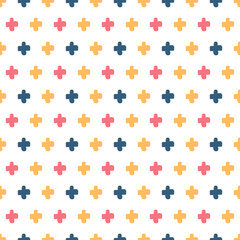 Cute colorful doodle, hand drawn crosses seamless pattern background.