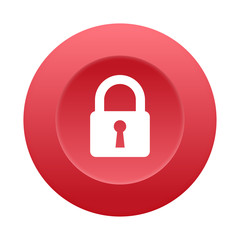 Runder 3D Button - Schloss - Sicherheit