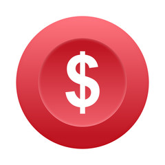 Runder 3D Button - Dollar Symbol