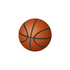Fototapeta na wymiar vector flat cartoon basketball ball, sport equipment object for your graphic design or web design element. Isolated illustration on a white background
