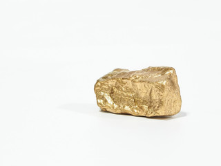 Gold gemstones are mined from gold mines on white background