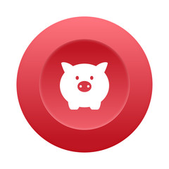 Runder 3D Button - Sparschwein - Geldanlage