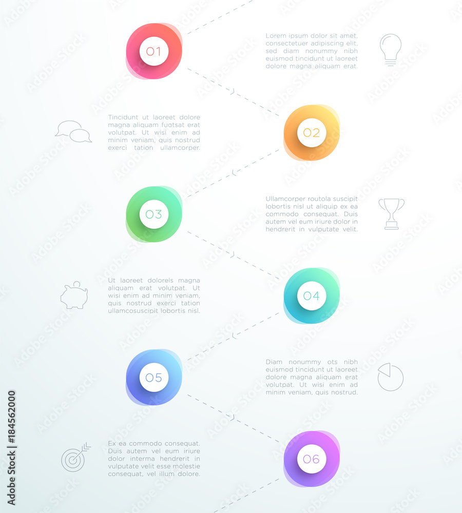 Poster abstract 3d circles number 1 to 6 infographic layout vector