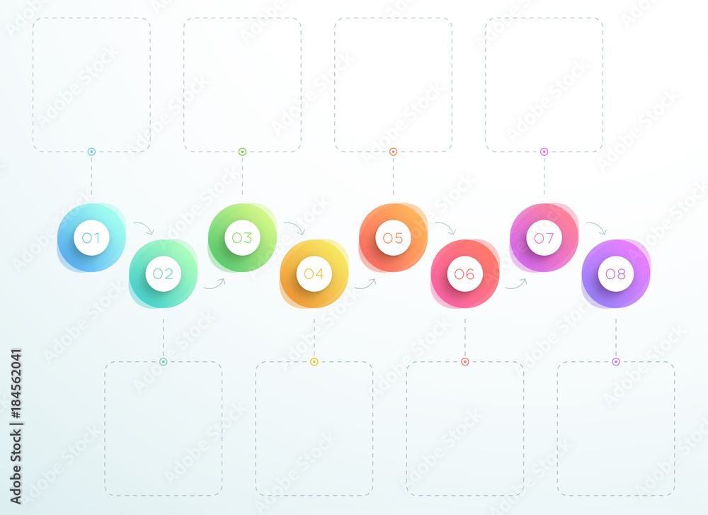 Poster abstract 3d circles number 1 to 8 horizontal vector