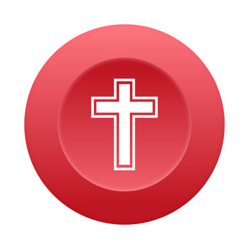 Runder 3D Button - Kreuz - Glaube