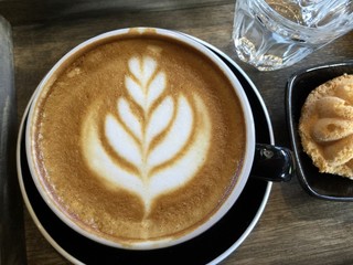 Classic coffee cup design flower tree texture whip cream