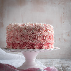 Pink Ombre Rose Cake.