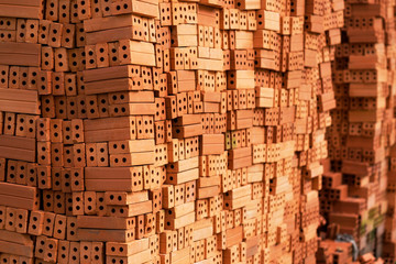 A pile of new building bricks. Preparation for the construction of the house.