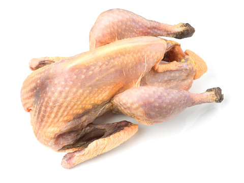 pintade label rouge cru sur fond blanc