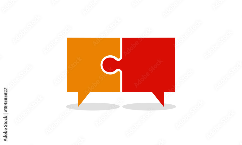 Wall mural Speech Bubble In Puzzle Pieces Icon Concept Design