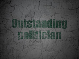 Political concept: Green Outstanding Politician on grunge textured concrete wall background