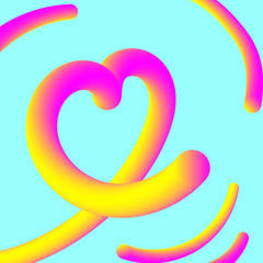 Plastic Colorful Heart on Light Blue Background