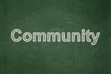 Obraz premium Social media concept: text Community on Green chalkboard background
