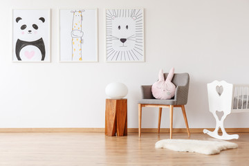 Wooden stool in child's room