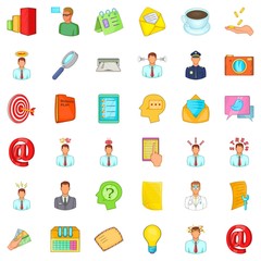 Business letter icons set, cartoon style