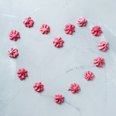 Valentines day holiday love concept with pink meringue heart