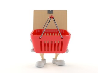 Fototapeta premium Package character holding shopping basket