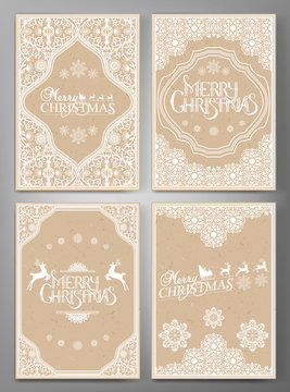 Set Of Christmas  Greeting Cards.