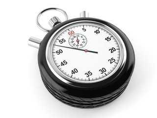 Car wheel with stopwatch