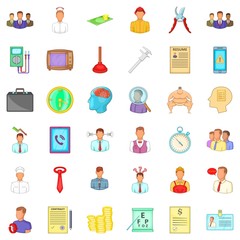 Resume icons set, cartoon style