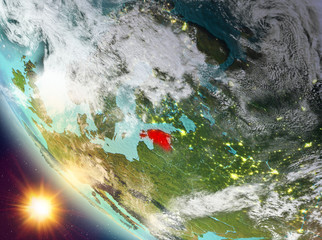 Sunset above Estonia on Earth