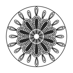 Mandala ornament. Round template. Decorative element  can be used for greeting card, wedding invitation, yoga poster, coloring book.. Doodle emblem.