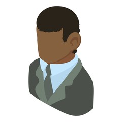 Banker african american icon, isometric 3d style