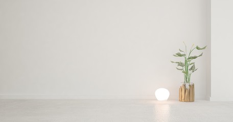 White empty room. Scandinavian interior design. 3D illustration