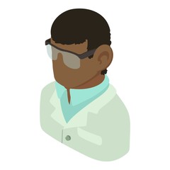Laboratory assistant african american icon, isometric 3d style