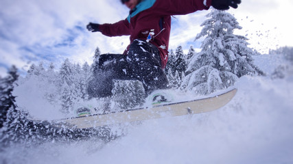 snowboard en poudreuse