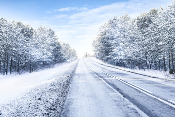 Winter road background 