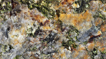 Texture of the polished surface of Pegmatite, macro shot