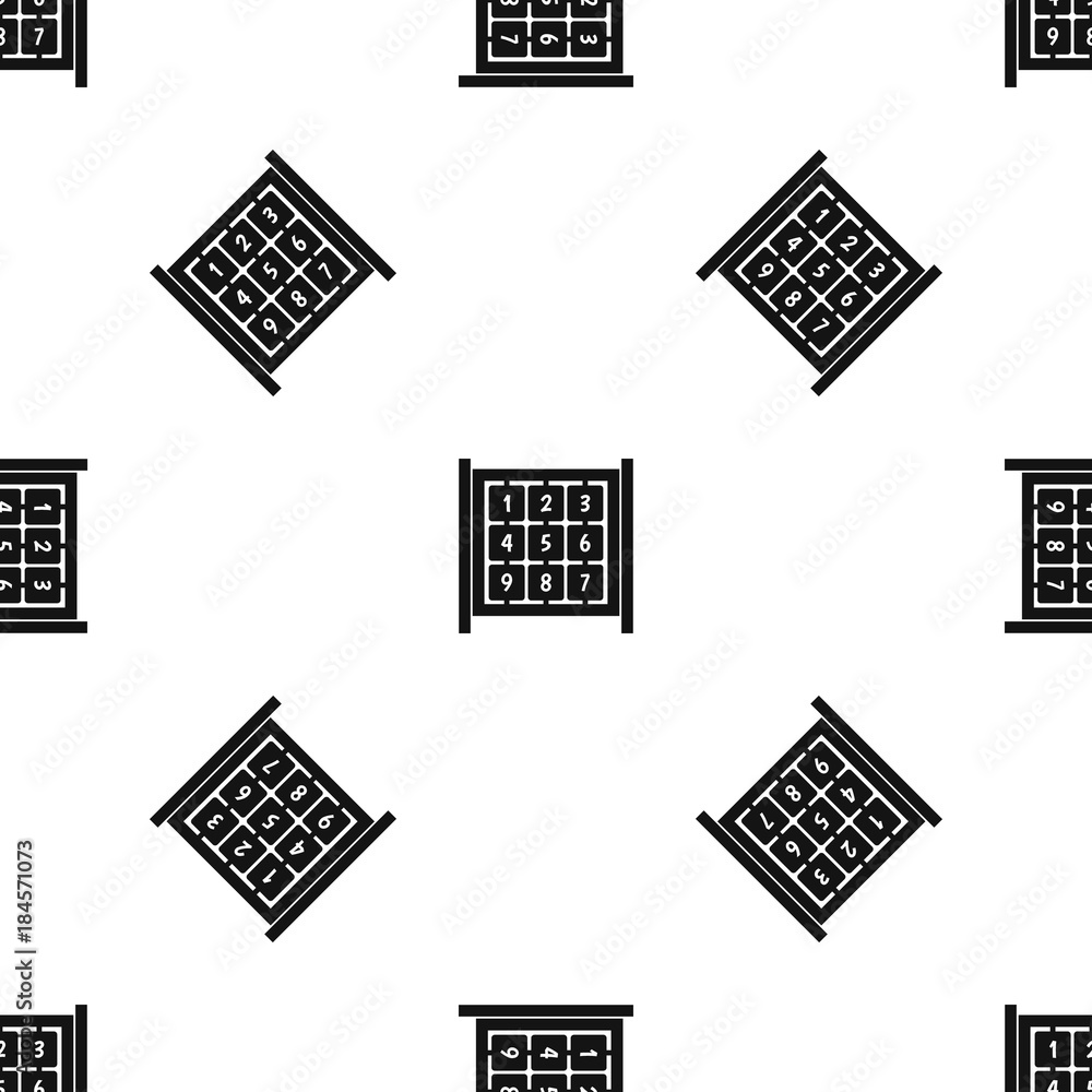 Poster cubes with numbers on playground pattern seamless black