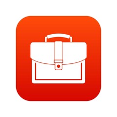 Business briefcase icon digital red