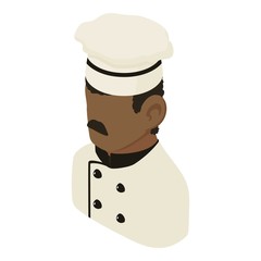 Chef man african american icon, isometric 3d style