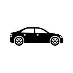 Car icon. Black, minimalist icon isolated on white background. Car simple silhouette. Web site page and mobile app design vector element.