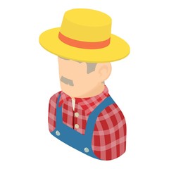 Farmer man icon, isometric 3d style