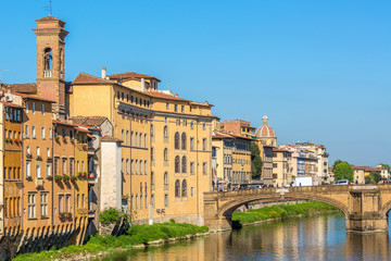 Fototapeta na wymiar Residential house by the river in Florence, Italy